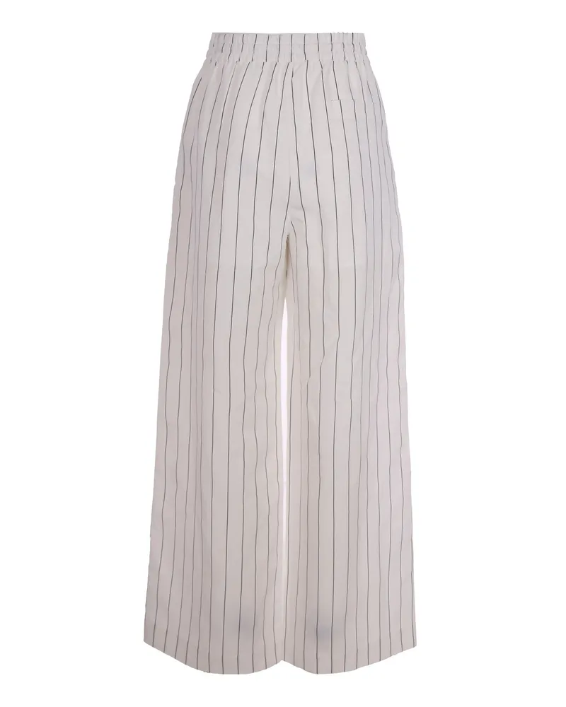 Liu Jo Women's Trousers Lyocell Pinstripe White-Black White Wool-Black Wool/black White