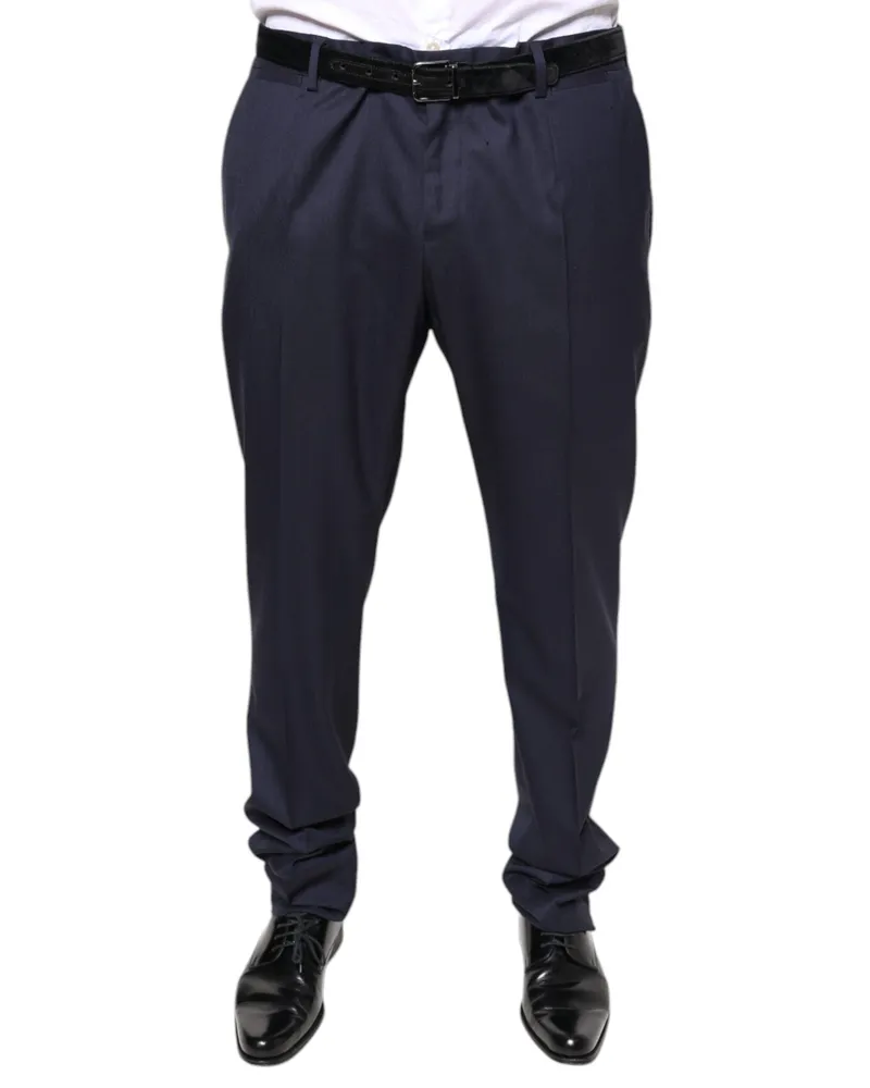 Dolce & Gabbana Men's Blue Wool Skinny Formal Dress Pants Virgin Silk Navy