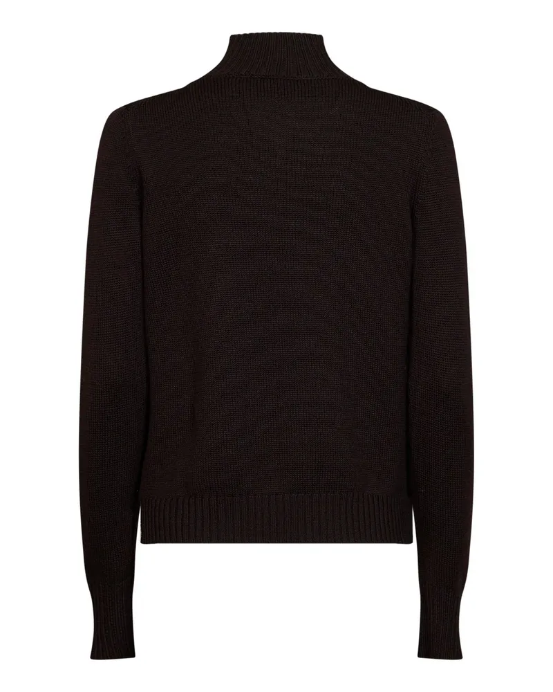 Blanca Women's Sweater Virgin Wool Mock Neck Coffee Brown Brown