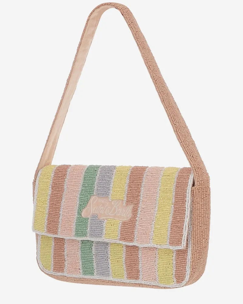 MC2 Saint Barth Women's Shoulder Bag With Pearls Multicolour Cotton Multicolor