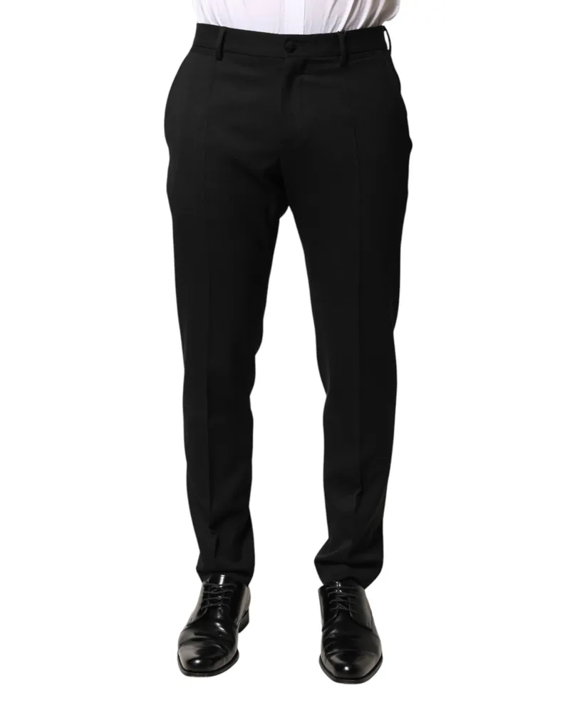 Dolce & Gabbana Men Wool Dress Trousers Black Black