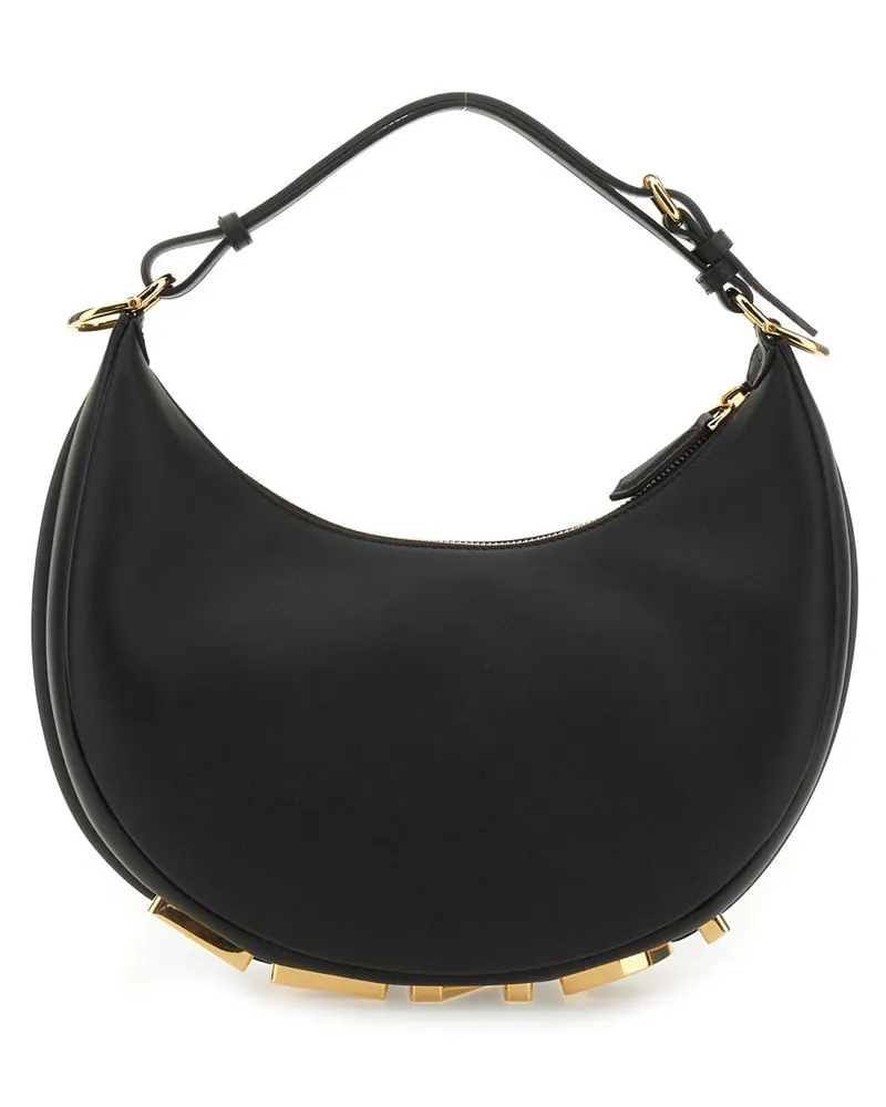 Fendi Women's Small Bag graphy Black Leather Handbags Hand Black