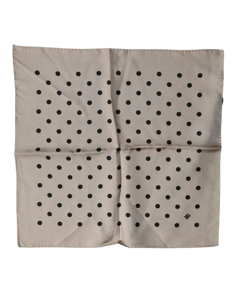 Dolce & Gabbana Men's Brown Polka Dot Square Handkerchief Scarf Brown