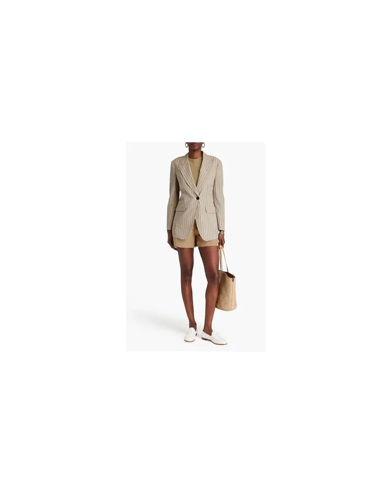 Brunello Cucinelli Womens Beige Striped Tailored Jacket Yellow Clothing Yellow