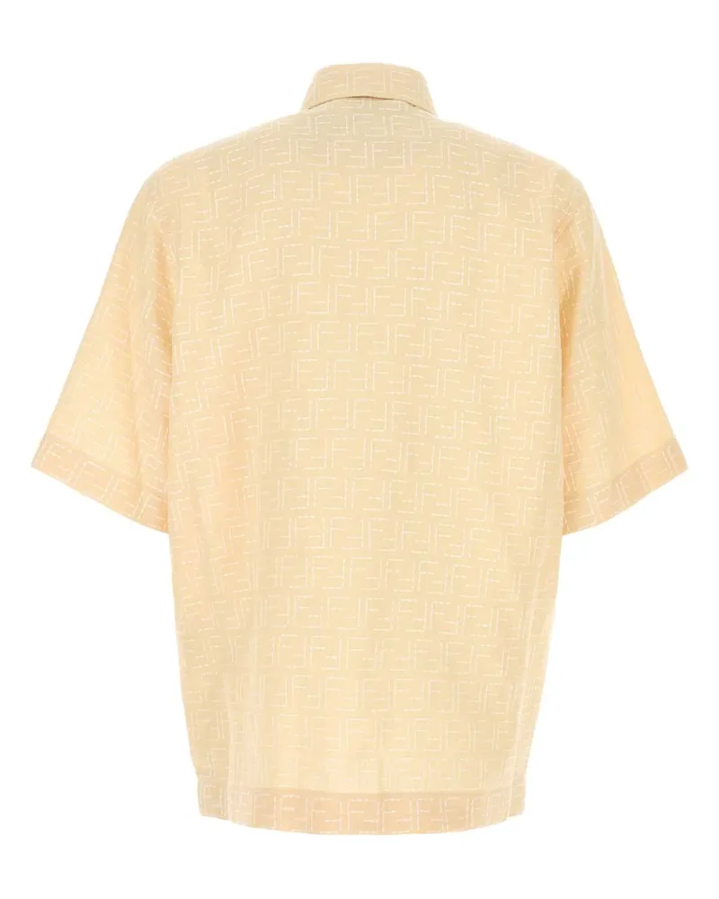 Fendi Men's Cream Linen Blend Shirt Butter Exterior: Cotton Camicie Beige