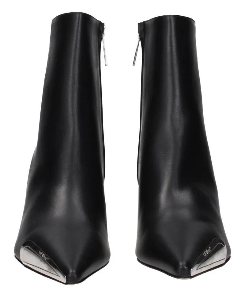 OFF-WHITE Women's Black Leather Ankle Boots Black