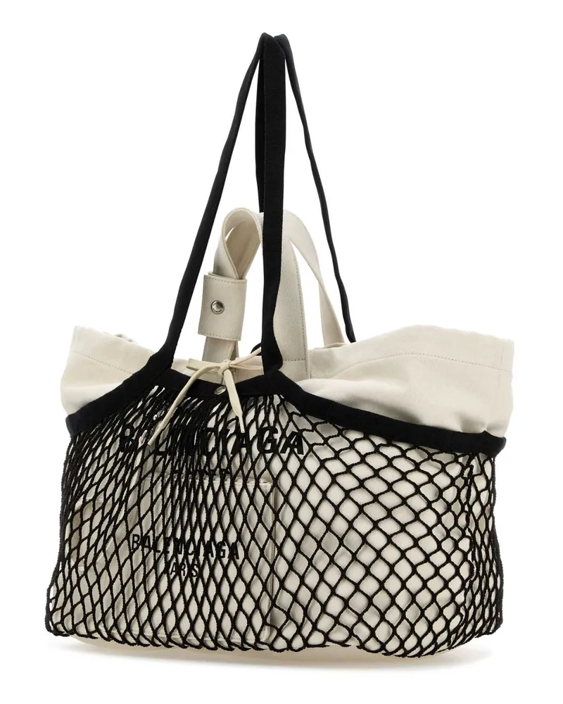 Balenciaga Women's Two-Tone Canvas And Mesh Medium 24-7 Shopping Bag Washednatblklblk Borse A Mano Multicolor