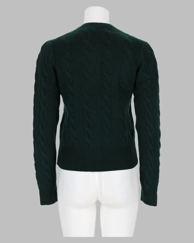 Ralph Lauren Cable Knit Wool Cashmere Cardigan — Green Green
