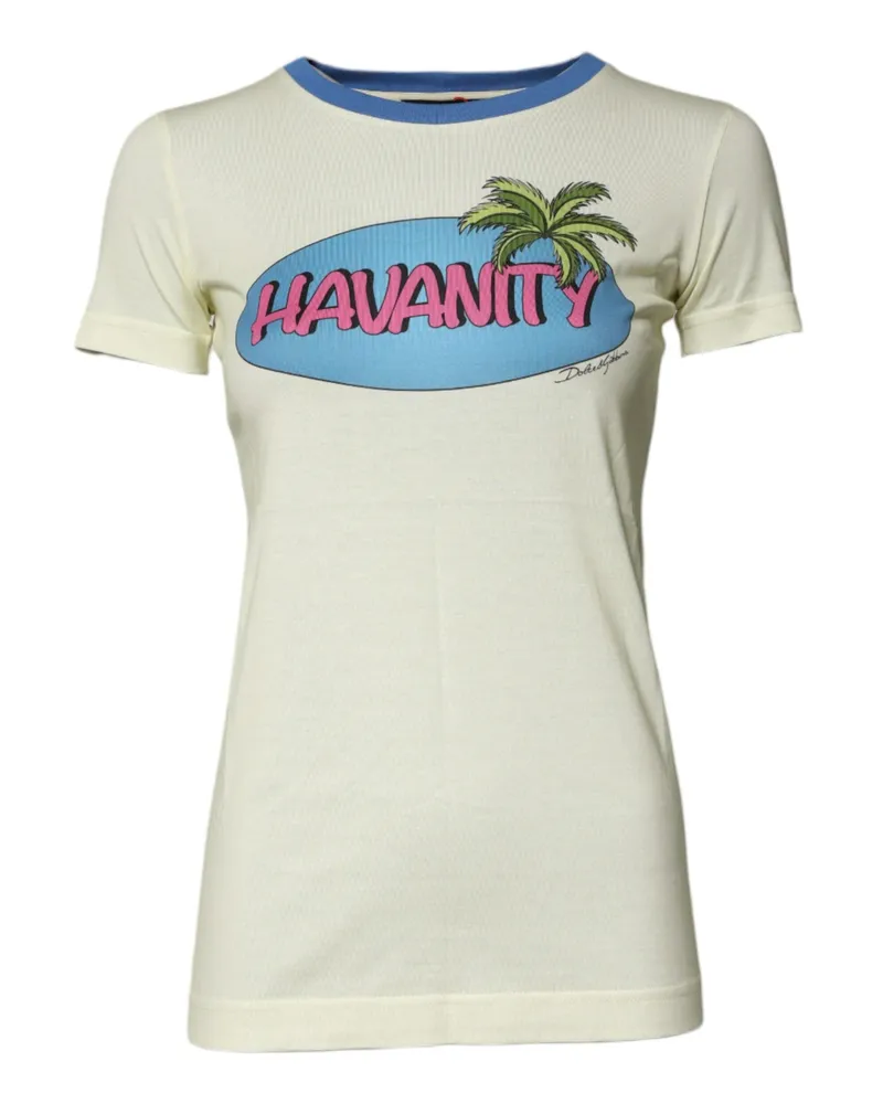 Dolce & Gabbana Women's Light Yellow Cotton Short Sleeve T-Shirt Yellow