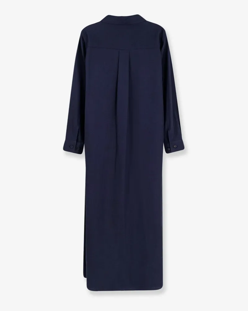 Hevò Women's Chemisier Dress Blue Linen Navy