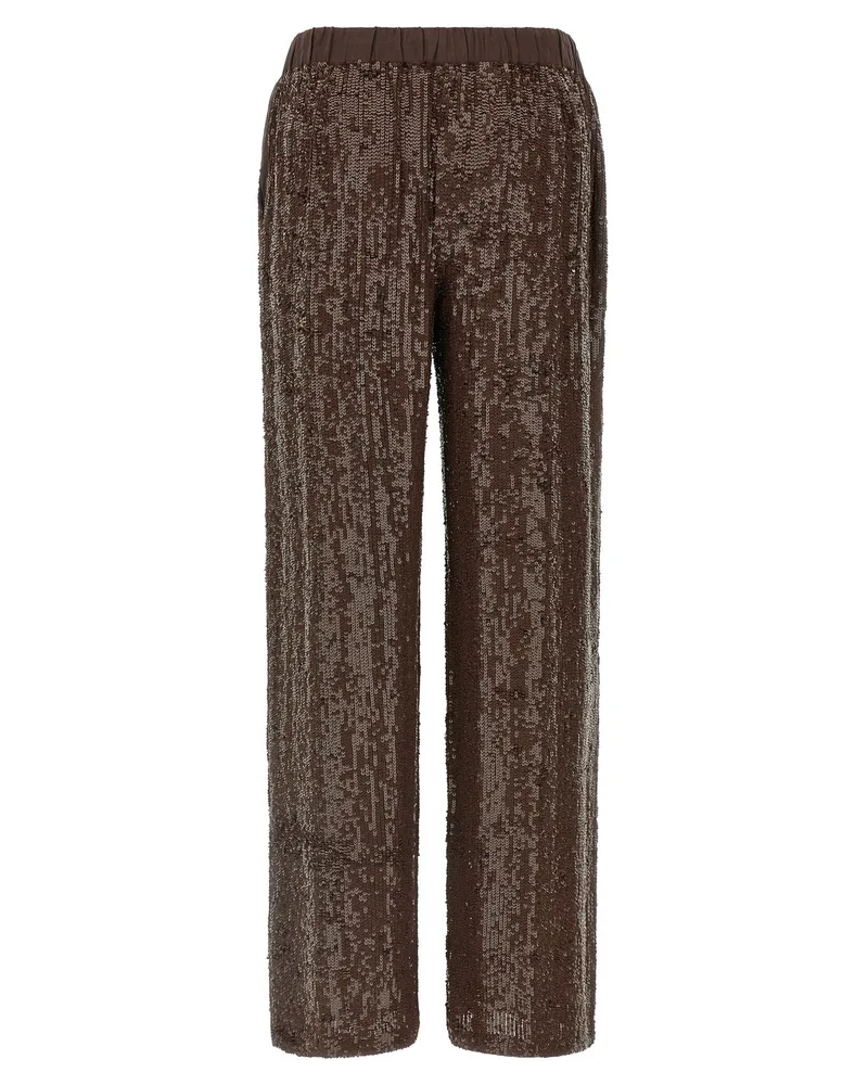 P.A.R.O.S.H. Sequin-Embroidered Trousers — Brown Brown