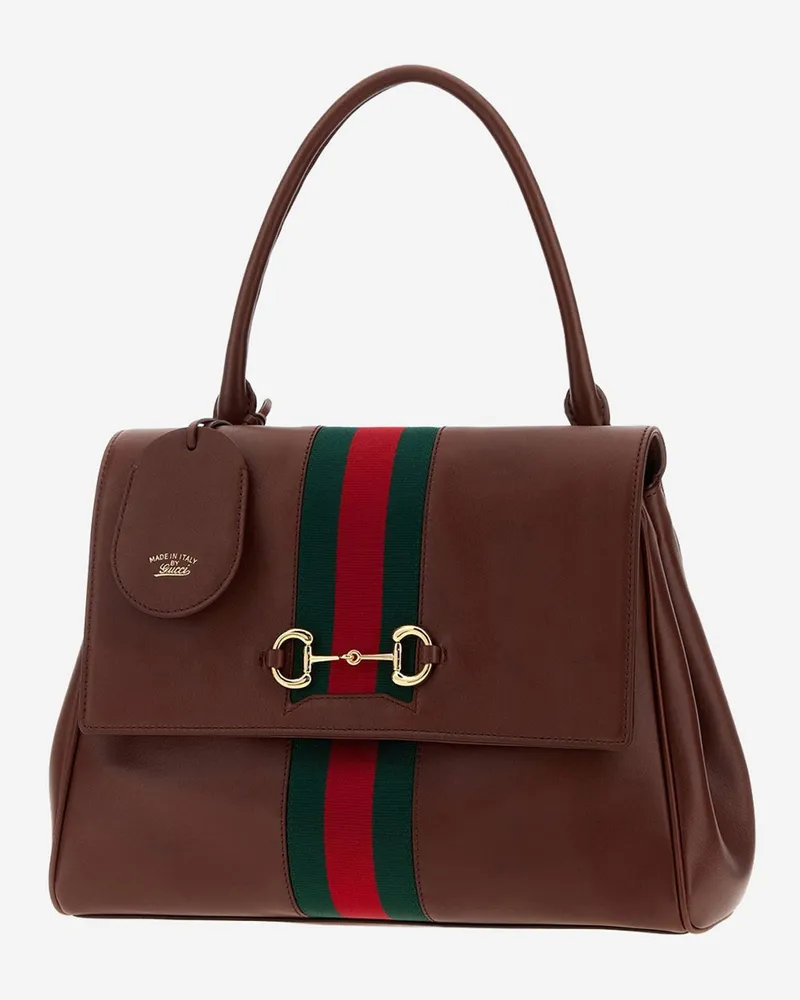 Gucci Women's Leather Shoulder Bag Paparazzo Brown Calf Skin Brown