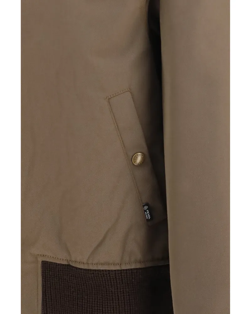 Prada Men Jacket With Corduroy Collar Light Brown Cotton Beige
