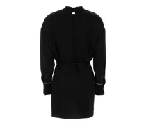 Women's Hammered Crepe With Gg Belt Dress Black Viscose Acetate