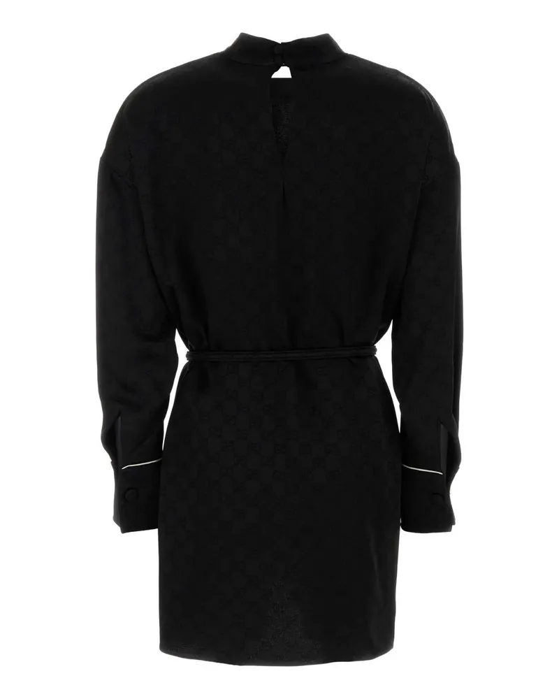 Gucci Women's Hammered Crepe With Gg Belt Dress Black Viscose Acetate Black