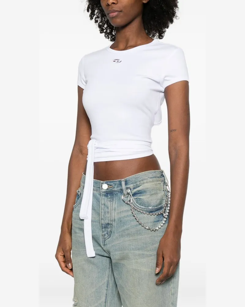 Diesel Logo-Embellished Cotton T-Shirt — White White
