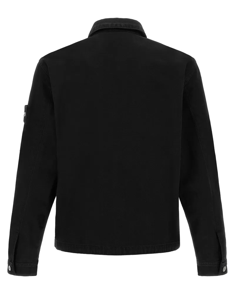 Stone Island Garment-Dyed Denim Jacket — Black Black