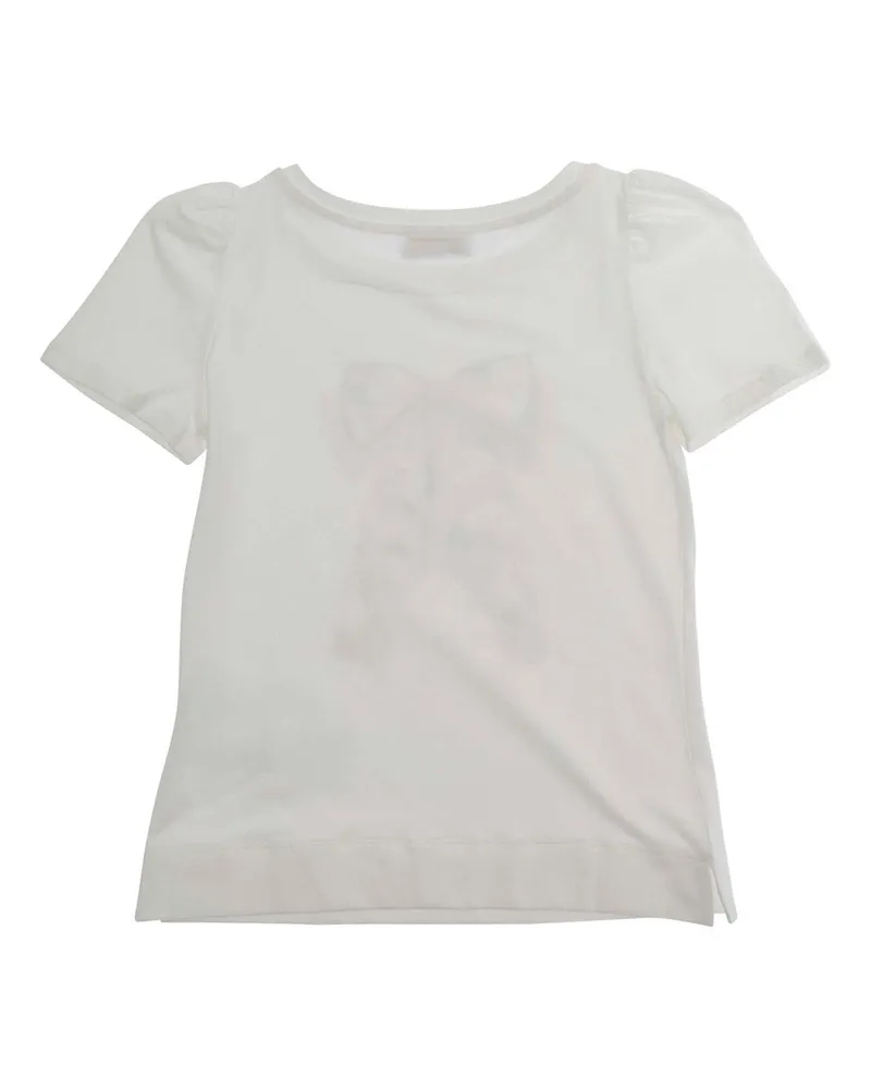 Monnalisa Rhinestone-Embellished Crew Neck T-Shirt — White White
