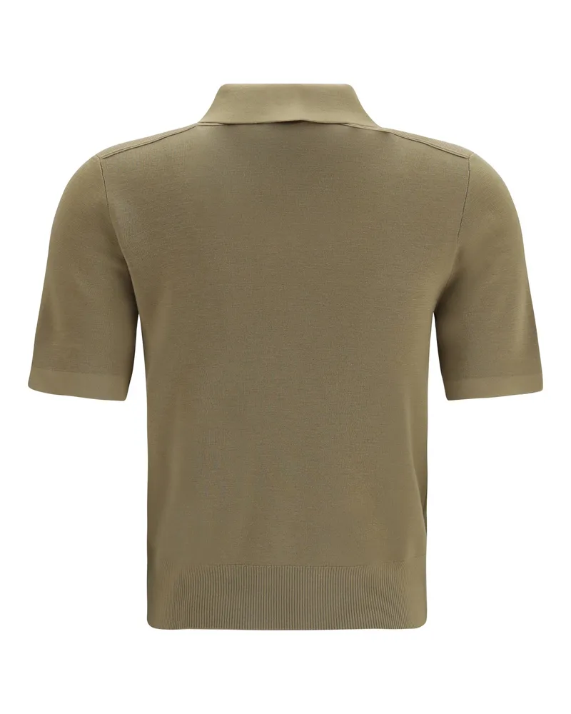 Burberry Women's Knit Polo With Check Trim Flax Merino Wool Ovis Aries Knitwear T-shirts And Polos Flax