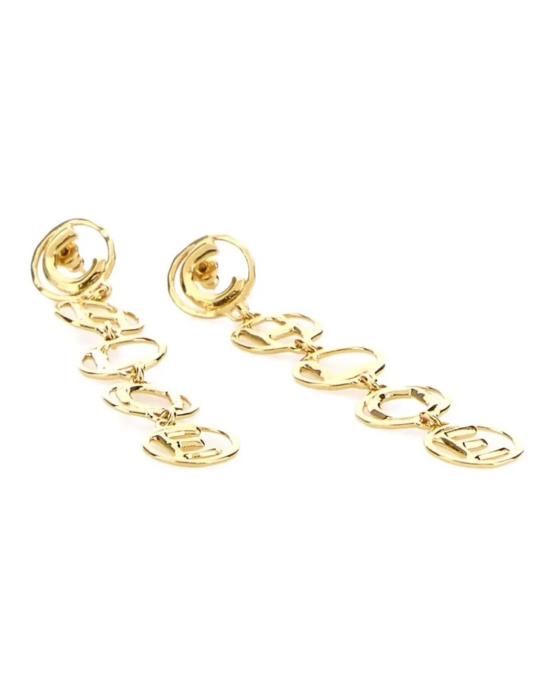 Chloé Women's Gold Metal Script Earrings Brass Gold