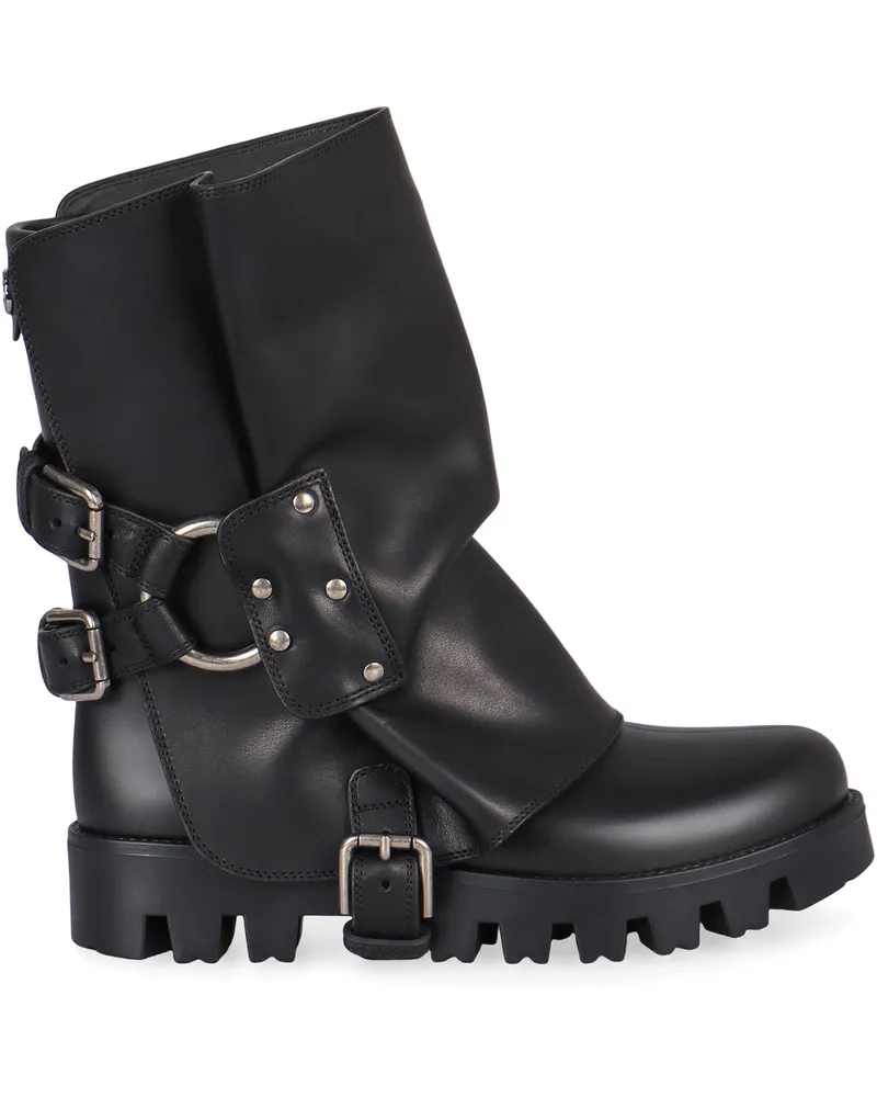 Dolce & Gabbana Women's Rubber And Leather Black Boots Black