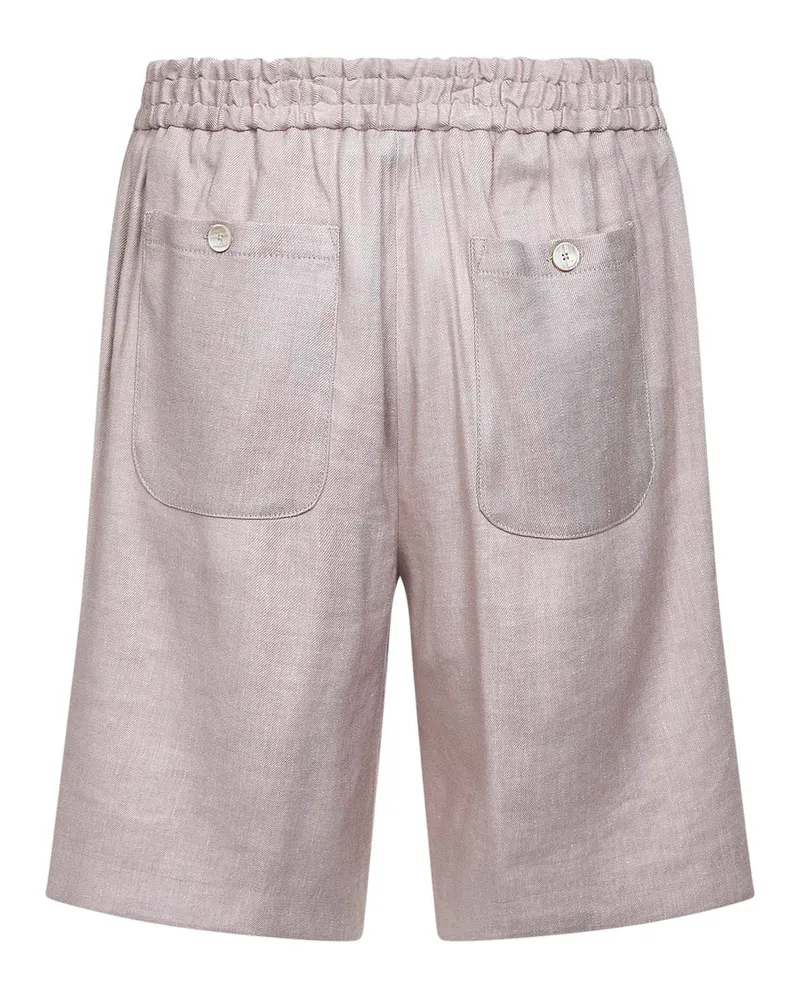 Etro Stretch Linen Blend Bermuda Shorts — Beige 