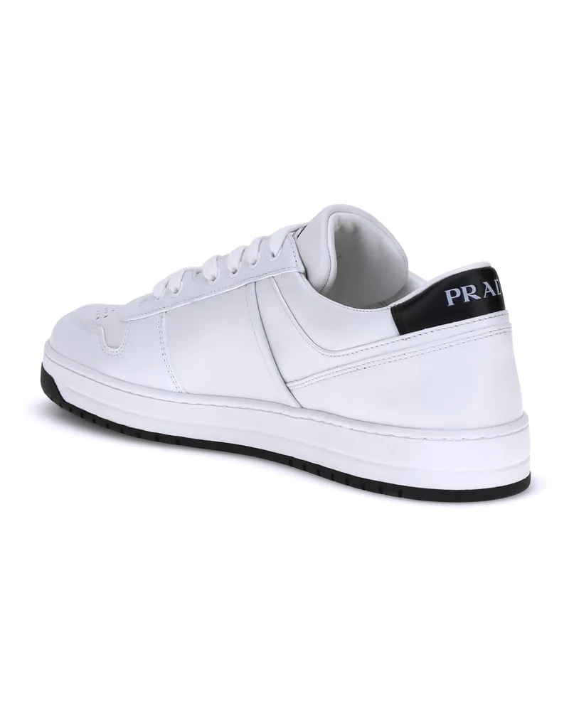 Prada Men's Leather Sneakers White-Black Lace-Up Shoes White/black Flat White