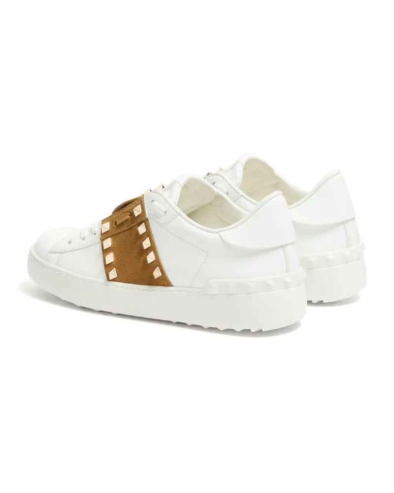 Valentino Garavani Suede-Band Studded Sneaker — White White