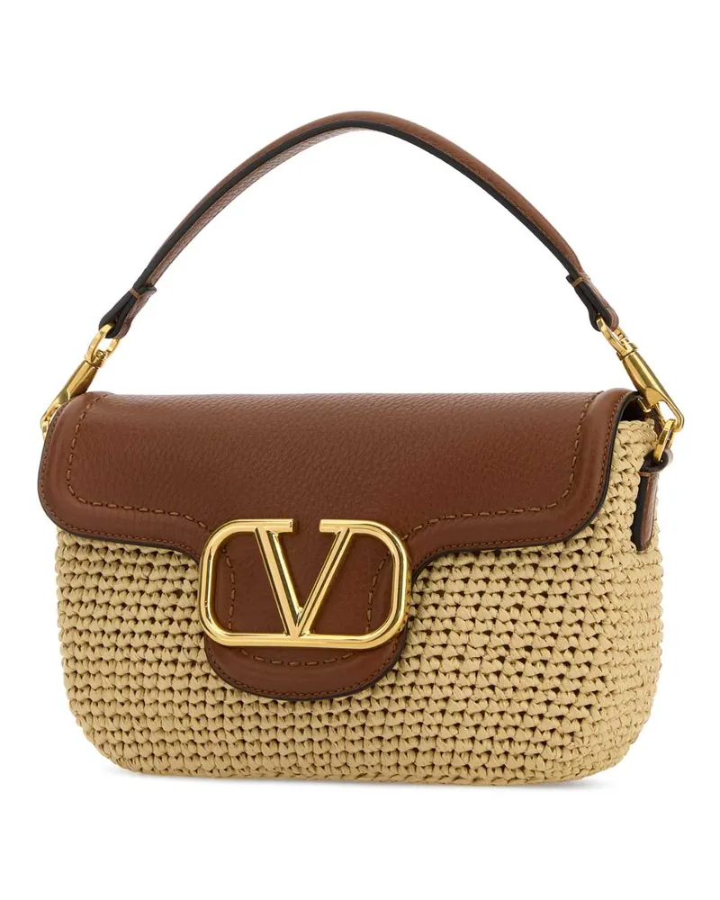 Valentino Garavani Alltime Raffia Shoulder Bag — Beige Beige