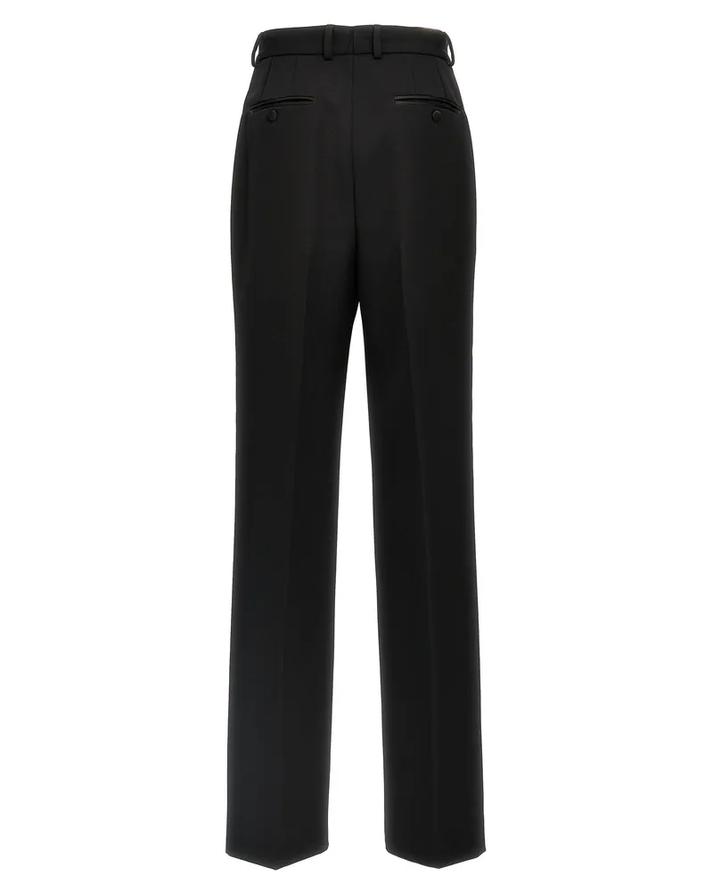 Dolce & Gabbana Wool Gabardine Tuxedo Trousers — Black Black