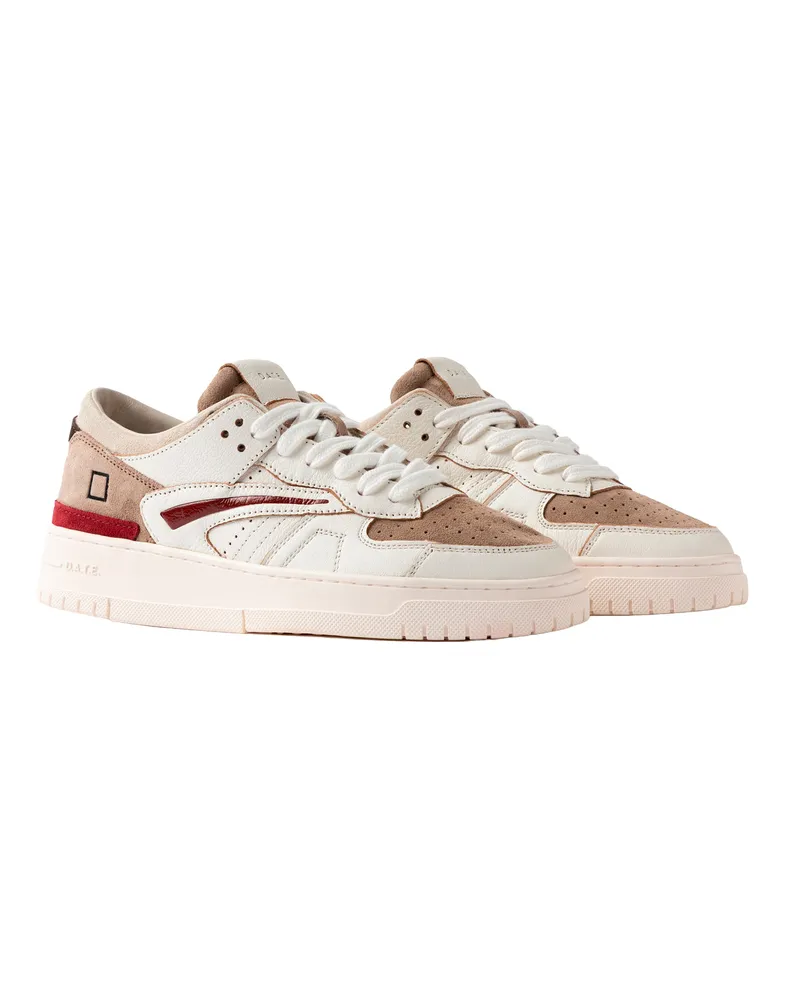 D.A.T.E. Colorblock Leather and Suede Sneaker — White White