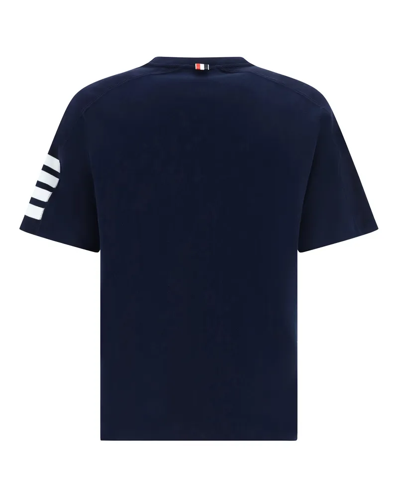 Thom Browne Horizontal Stripe Cotton T-Shirt — Navy Navy