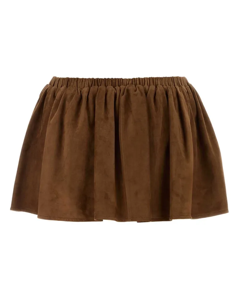 Miu Miu Women's Camel Suede Mini Skirt Brandy Gonne Brown