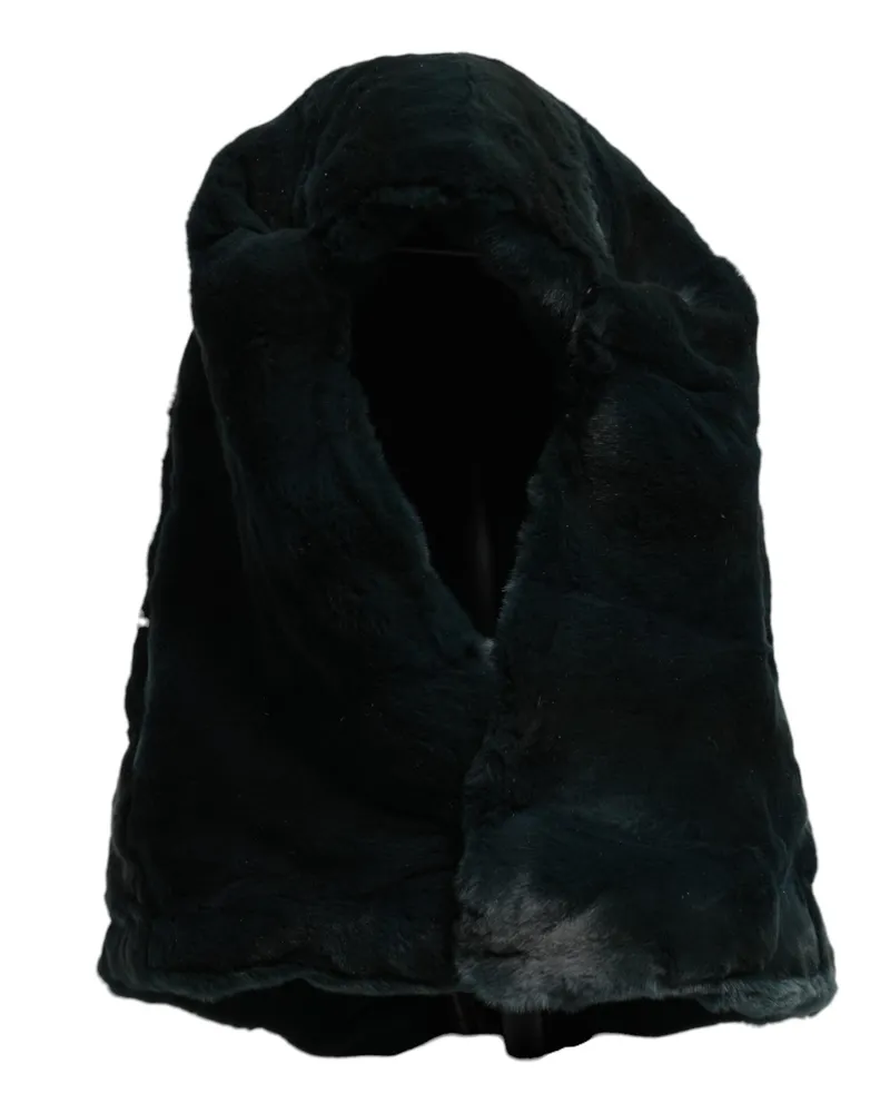 Dolce & Gabbana Black Weasel Fur Womens Beanie Hat Black