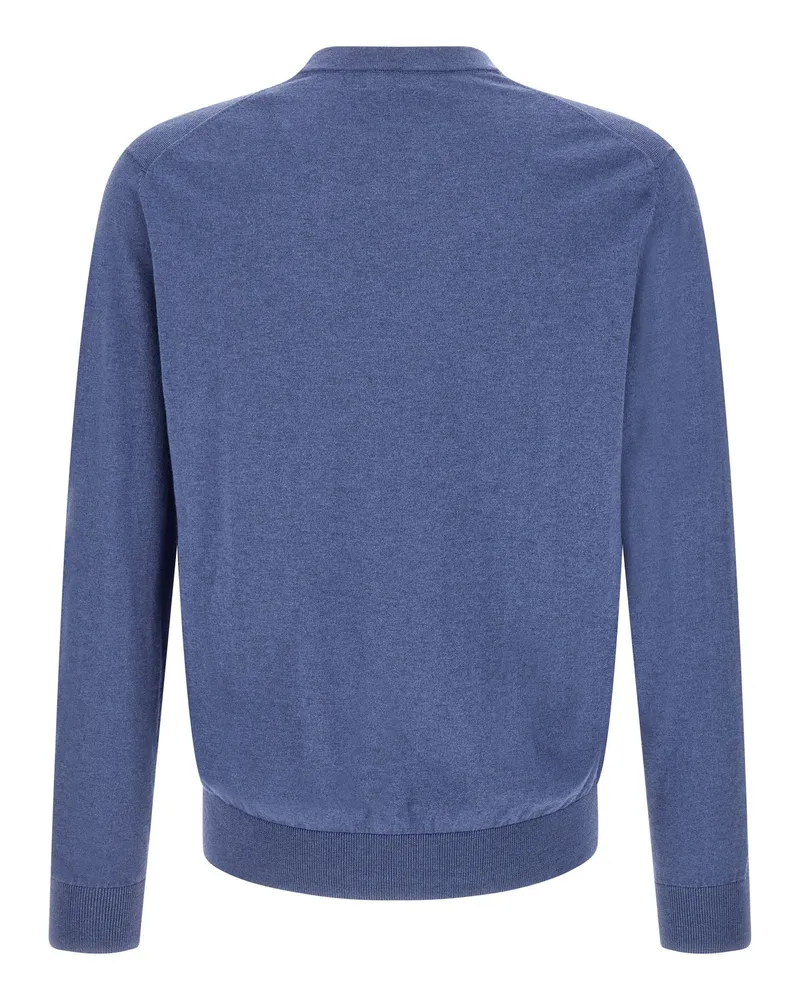 Ballantyne Argyle Jacquard Cotton and Cashmere Blend Cardigan — Blue Blue