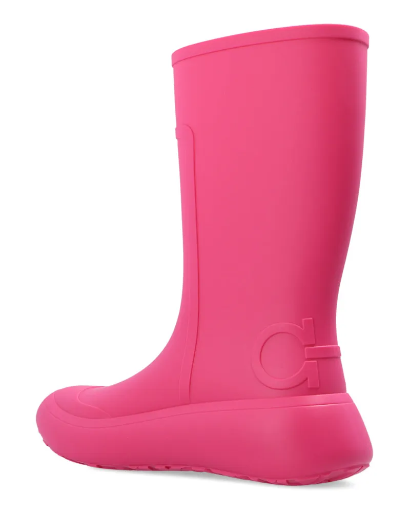 Ferragamo Women's Rainboot Gancini Logo Ankle Boots Pink Shoes Pink