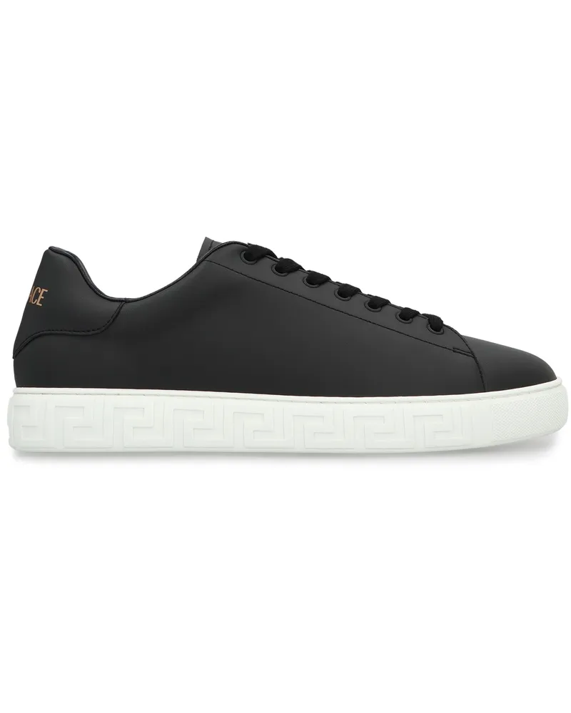 Versace Men's Greca Low-Top Sneakers Black Nylon Trainers Black