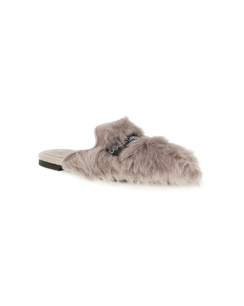 Dolce & Gabbana Women's Gray Lamb Ovis Aries Mules Gray