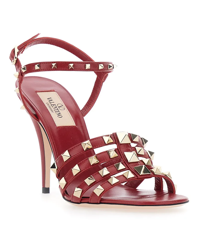 Valentino Garavani Women's Slingback Sandals Rockstud Red Leather Red