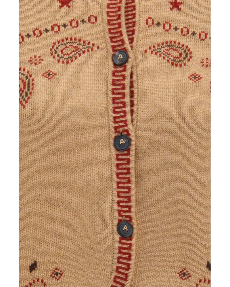 Alanui Women's Jacket Bandana Jacquard Camel-Multicolour Fleece Wool (ovis Aries) Camel/multicolour Beige