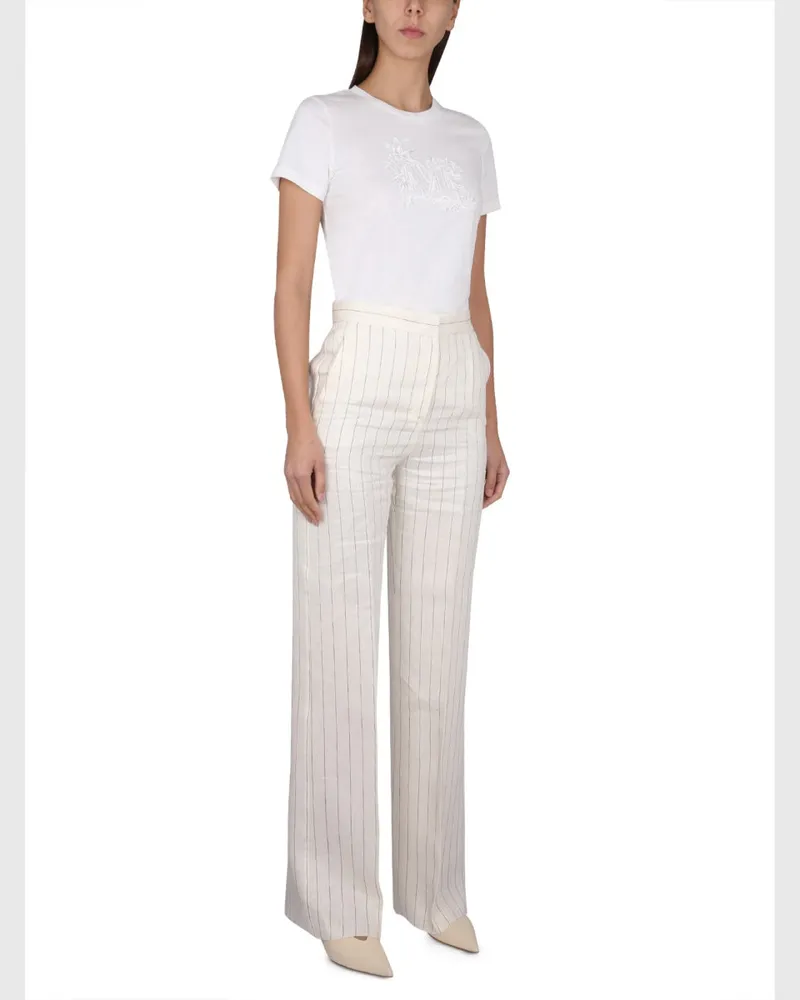 Max Mara Logo-Embroidered Cotton T-Shirt — White White