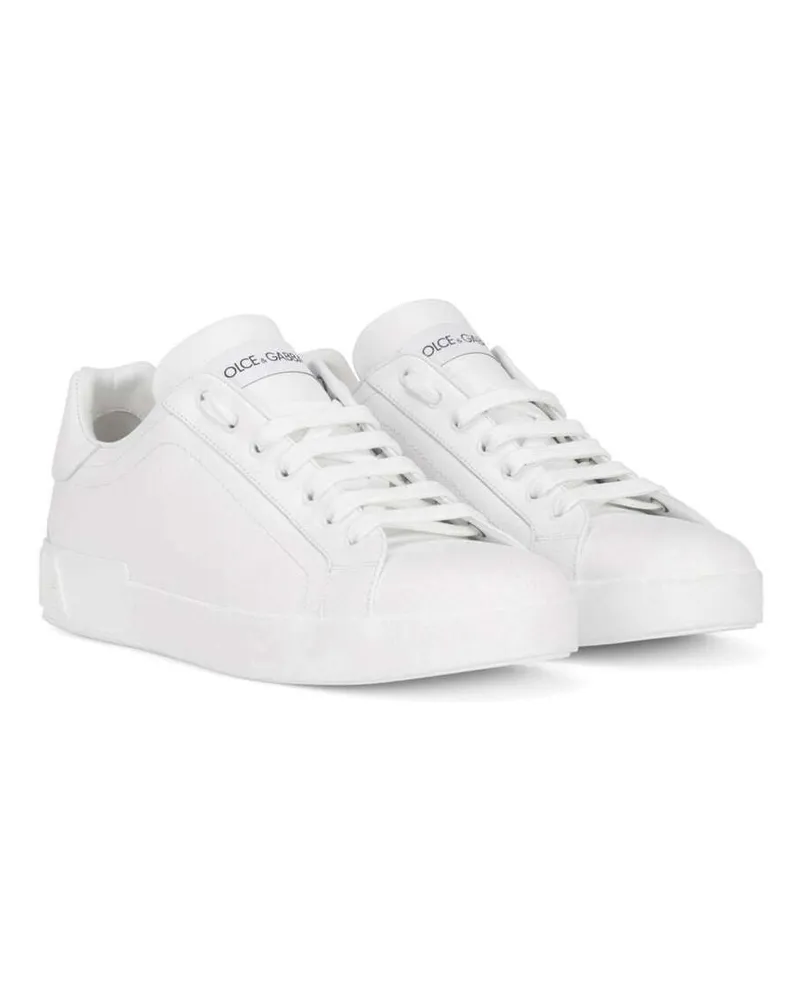 Dolce & Gabbana Men's Low-Top Sneakers Portofino New White Leather Polyester Trainers White