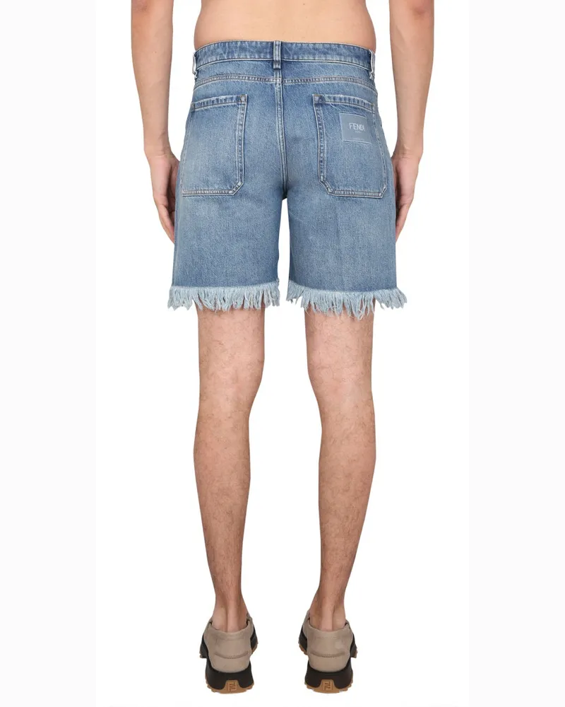 Fendi Denim Cotton Bermuda Shorts — Blue Blue
