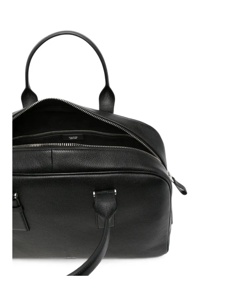 Tom Ford Pebbled Leather Top Handle Bag — Black Black