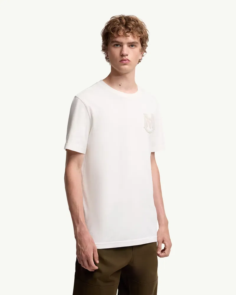 Moncler Logo-Embroidered T-Shirt — White White