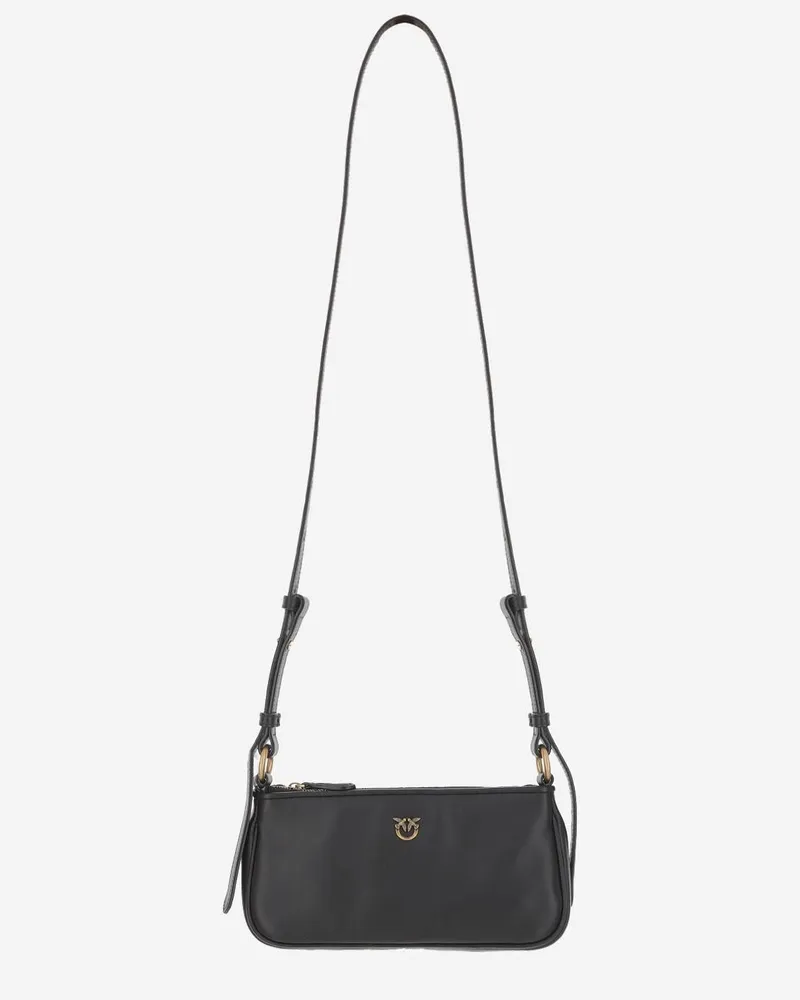 Pinko Women's Half Moon Baguette Mini Leather Bag Black Shoulder Black