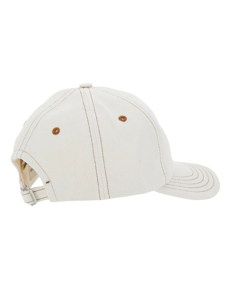 AMI Paris Men's Baseball Cap Heart Logo White Cotton Hat White
