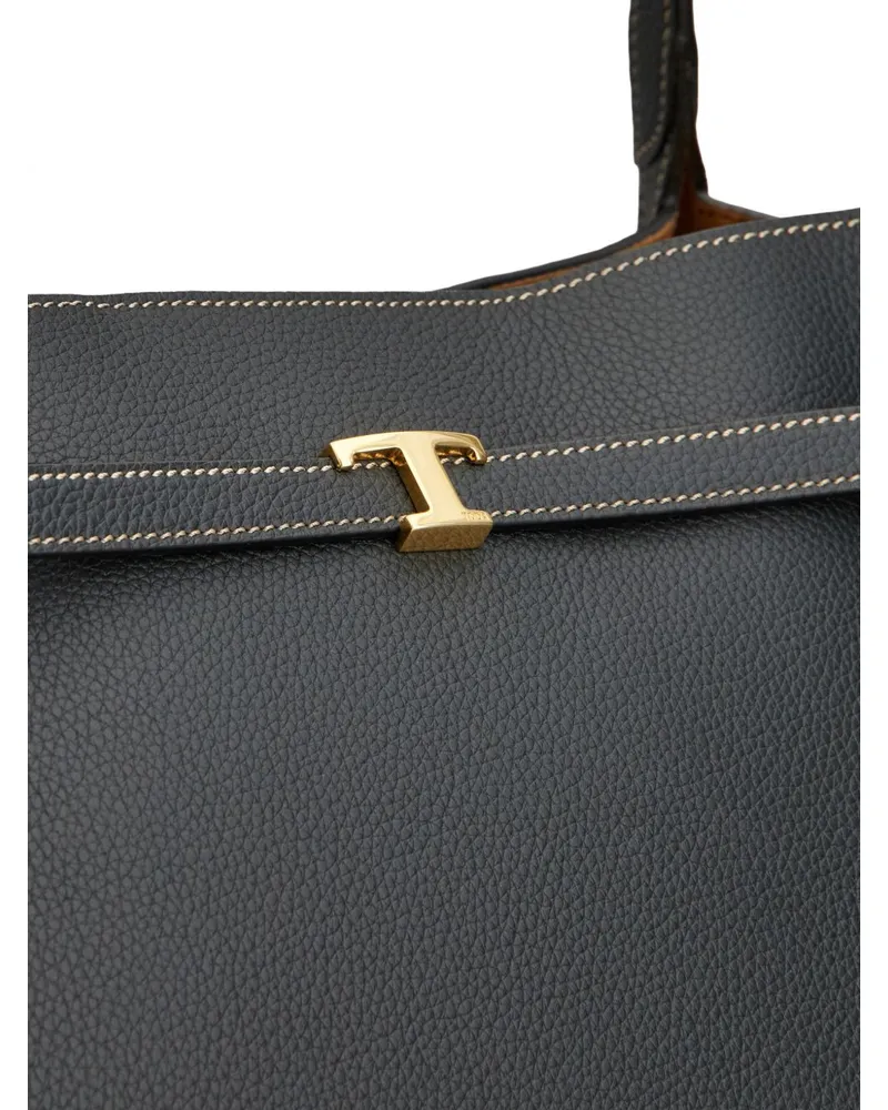 TOD'S Calfskin Leather Tote Bag — Black Black