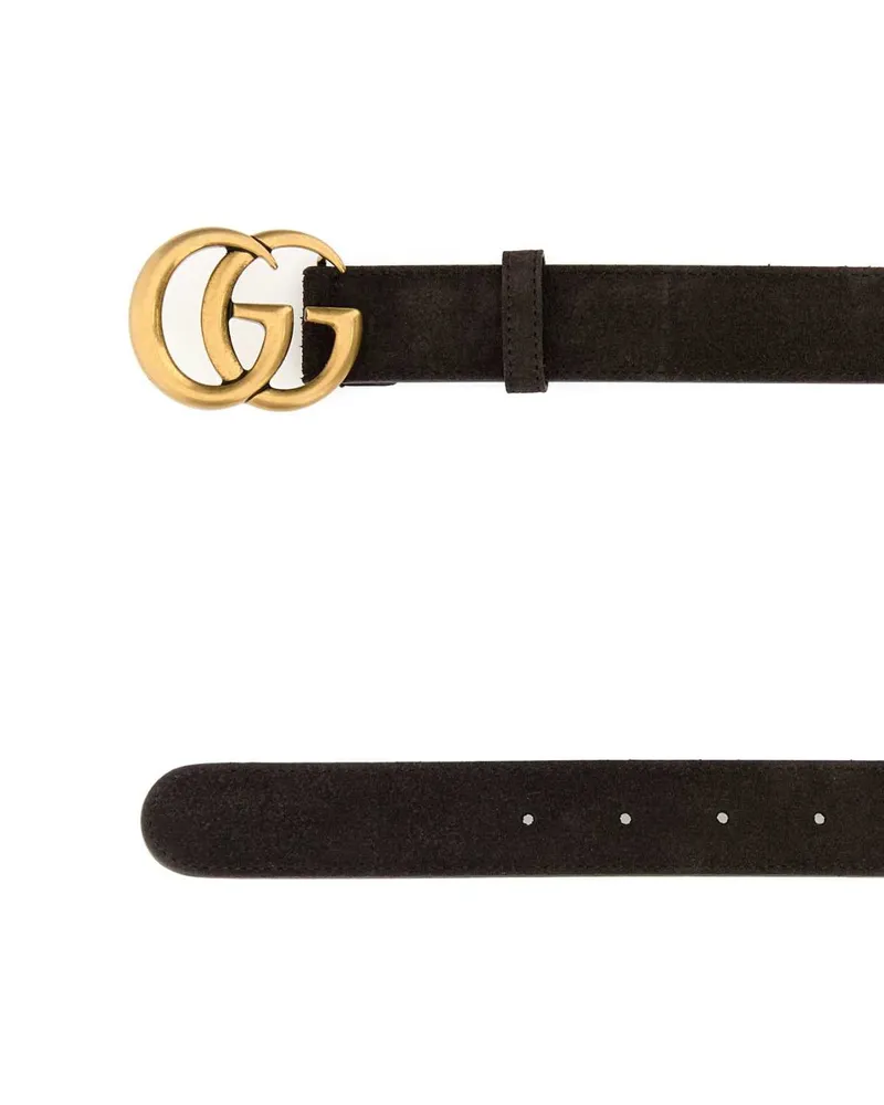 Gucci Men's Dark Brown Suede Belt Tmoro Calf Skin Cinture Brown