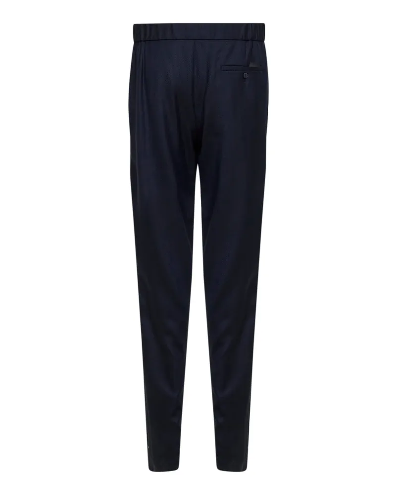 Giorgio Armani Men's Trousers Blue Chevron Wool-Cashmere Virgin Wool Navy